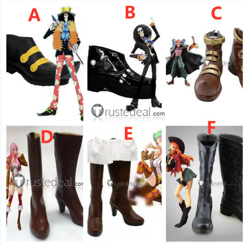 One Piece Buggy Brook Jewelry Bonney Nami Cowboy Black Brown Cosplay Shoes Boots