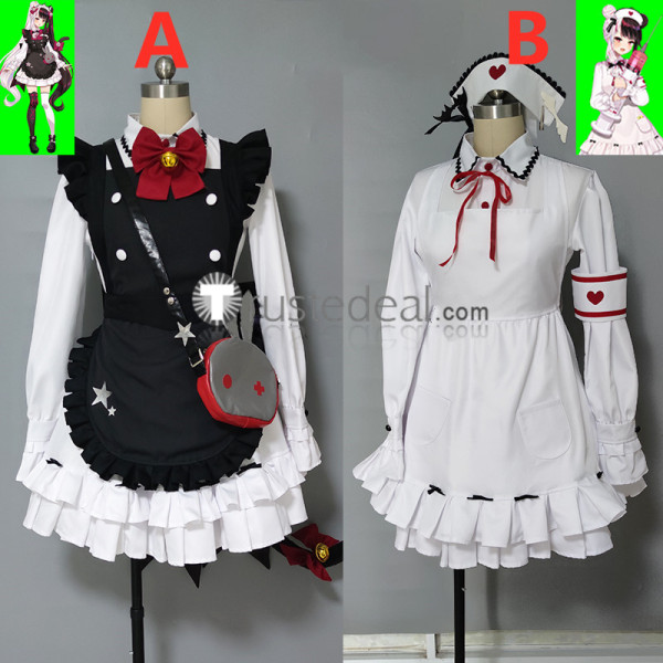 Vtuber Virtual YouTuber Yorumi Rena Maid Nurse White Black Cosplay Costumes