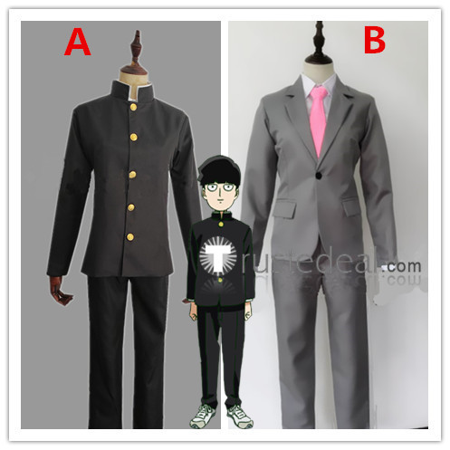 Mob Psycho 100 Arataka Reigen Mob Black Grey Cosplay Costumes