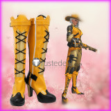 Overwatch Ashe Halloween Terror Genji Shimada Yellow Black Cosplay Boots Shoes