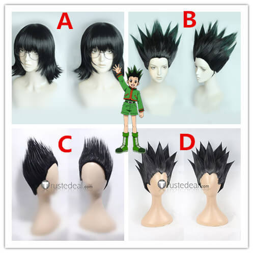 Hunter x Hunter Gon Freecss Shizuku Murasaki Black Green Spiky Styled Cosplay Wigs