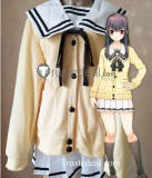 Kimi to Kanojo to Kanojo no Koi Mukou Aoi Miyuki Sone White Black School Uniform Yellow Cardigan Cosplay Costume