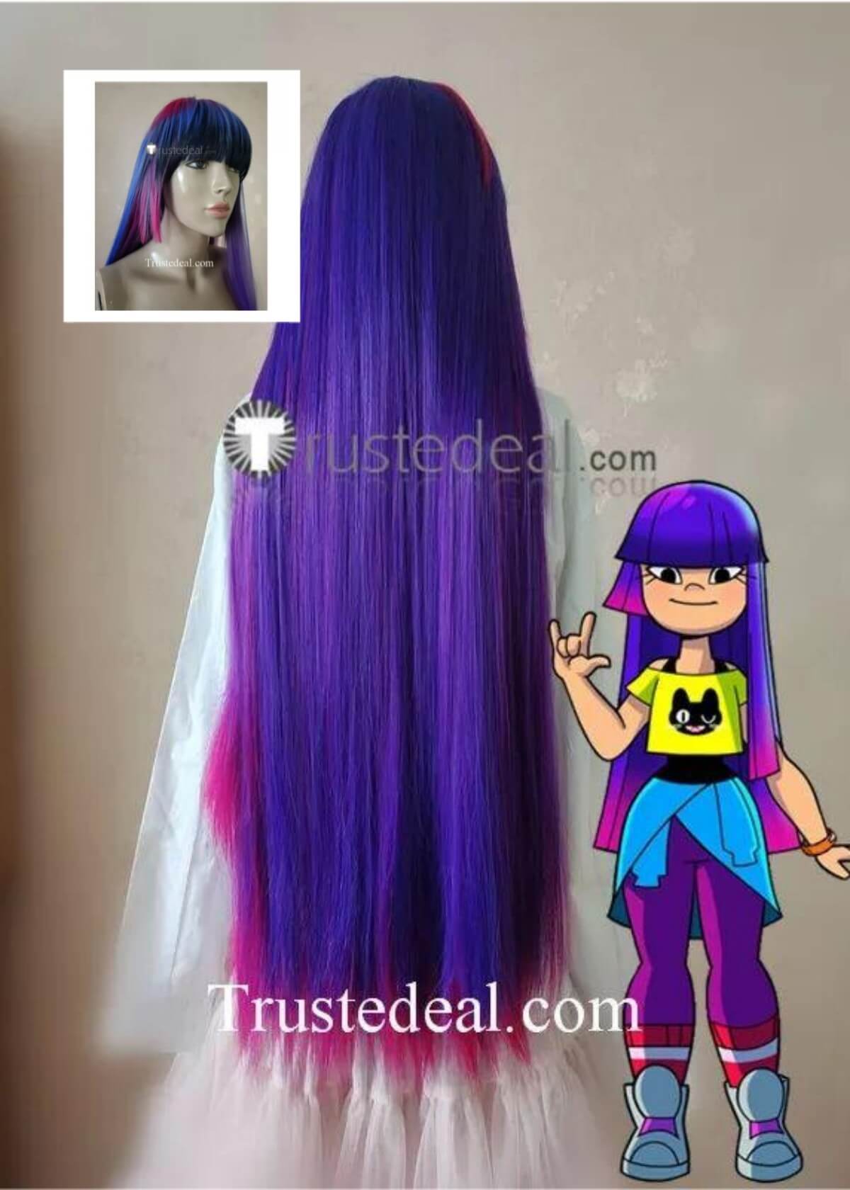 Glitch Techs Miko Kubota Blue Purple Pink Black Cosplay WigS