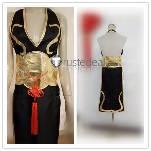 Street Fighter 5 CHUN LI Black Golden Cosplay Costume