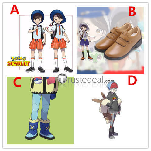 Pokemon Scarlet and Violet Penny Grusha Protagonists Female Male Cosplay Shoes Boots