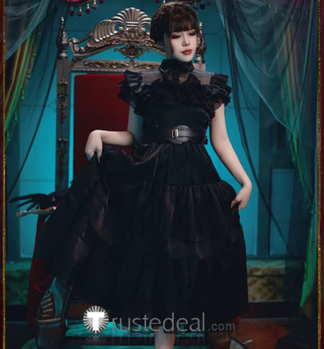 Wednesday Addams Prom Gown Black Cosplay Costume 2