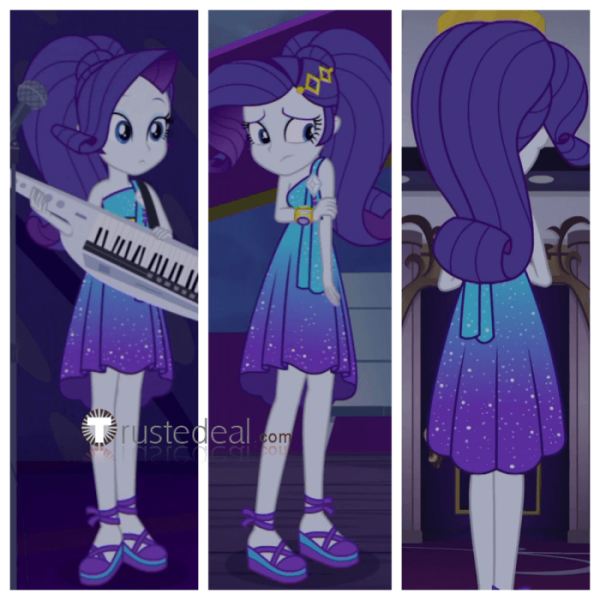 My Little Pony Equestria Girls Spring Breakdown Rarity Purple Dress Cosplay Costume