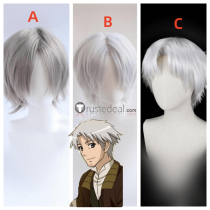 Spice and Wolf Kraft Lawrence Grey Silver White Styled Cosplay Wig