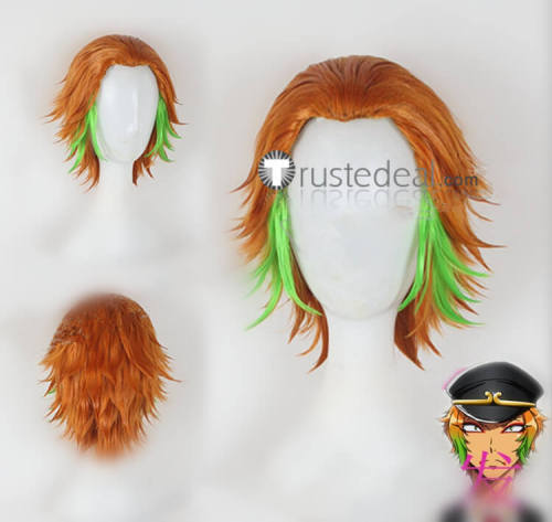 Nanbaka Samon Gokuu Styled Orange Green Cosplay Wig