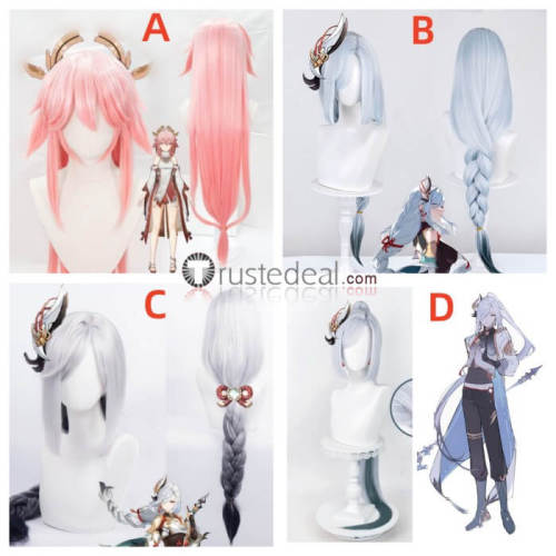 Genshin Impact Shenhe Genderbend Male Yae Miko Cosplay Wigs