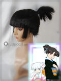 InuYasha Kagura Black Cosplay Wig Earrings Fan Accessories