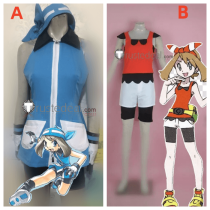 Pokemon Omega Ruby and Alpha Sapphire May Haruka Red Blue Cosplay Costume