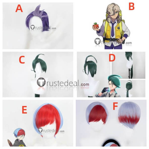 Pokemon Scarlet and Violet Mr Jacq Arven Rika Penny Red Green Purple Styled Cosplay Wigs