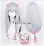 Eromanga Sensei Sagiri Izumi Long Grey Pink Cosplay Wig