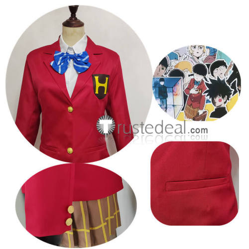 Mob Psycho 100 Arataka Reigen Mob Female Red Girl Uniform Cosplay Costume