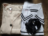 Kimi to Kanojo to Kanojo no Koi Mukou Aoi Miyuki Sone White Black School Uniform Yellow Cardigan Cosplay Costume