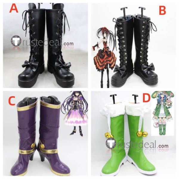 Date A Live Kurumi Tokisaki Tohka Yatogami Spirit Yoshino Gothic Cosplay Boots Shoes