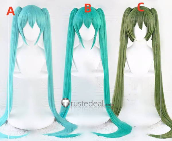 Vocaloid Hatsune Miku Senbonzakura Long Blue Green Ponytails Cosplay Wig