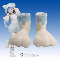 Re Zero Kara Hajimeru Isekai Seikatsu Rem Puck Fur Cosplay Shoes Boots