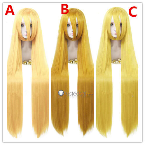 Monogatari Bakemonogatari Shinobu Oshino Blonde Yellow Cospay Wigs