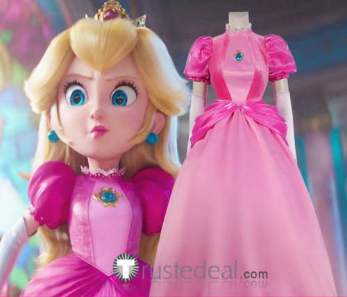 The Super Mario Bros. Movie Princess Peach Pink Dress Cosplay Costume