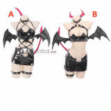 Panty and Stocking with Garterbelt Scanty Kneesocks Demon Sisters PU Cosplay Costume