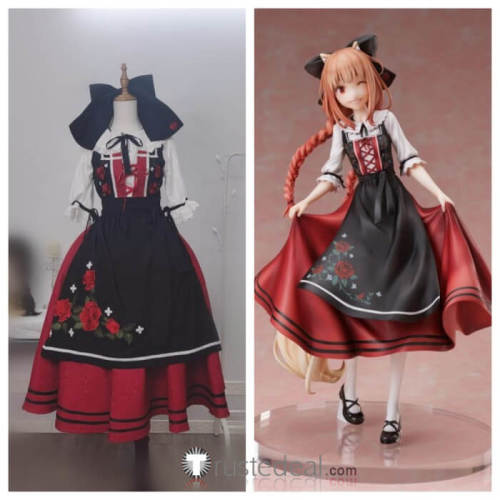 Spice and Wolf Holo Horo Alsace Costume Cosplay Lolita Embroidery Flowers Dress