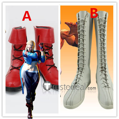 Street Fighter 6 Cammy IV El Fuerte White Red Cosplay Shoes Boots