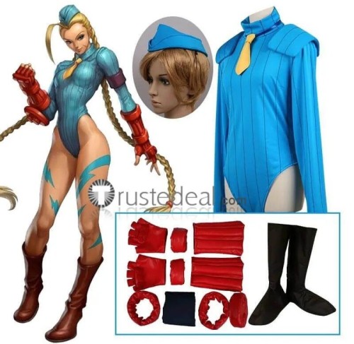 Street Fighter Cammy White Killer Bee Blue Cosplay Costume
