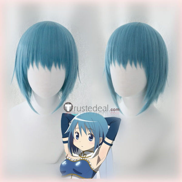 Puella Magi Madoka Magica Miki Sayaka Blue Styled Cosplay Wig