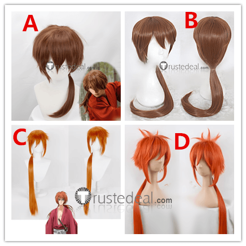 Himura Kenshin Wig  High quality Dark Orange 80cm Rurouni Kenshin