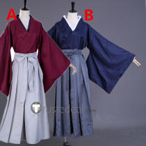 Rurouni Kenshin Himura Kenshin Red Blue Kimono Cosplay Costume 2