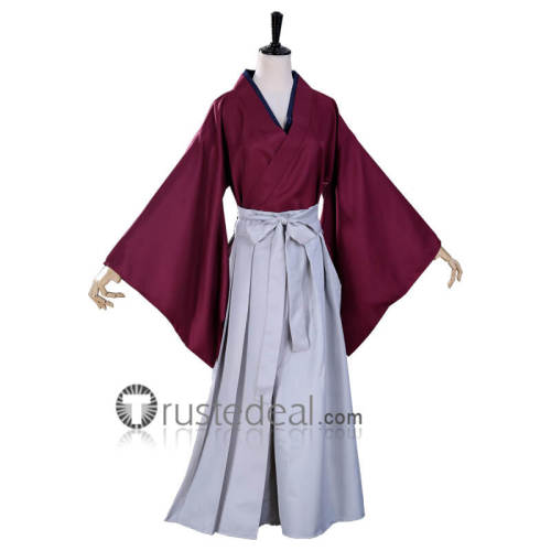 Rurouni Kenshin Himura Kenshin Red Blue Kimono Cosplay Costume 2