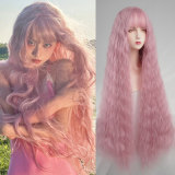 100cm Long Sheep Rolls Wavy Curls Orange Pink Blodne Brown Lolita Wig~