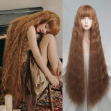 100cm Long Sheep Rolls Wavy Curls Orange Pink Blodne Brown Lolita Wig~