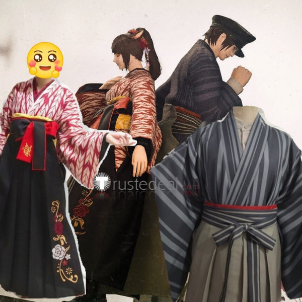 Final Fantasy XIV FF14 FFXIV Far Eastern Schoolgirl Uniform Taisho Roman Kimono Cosplay Costumes