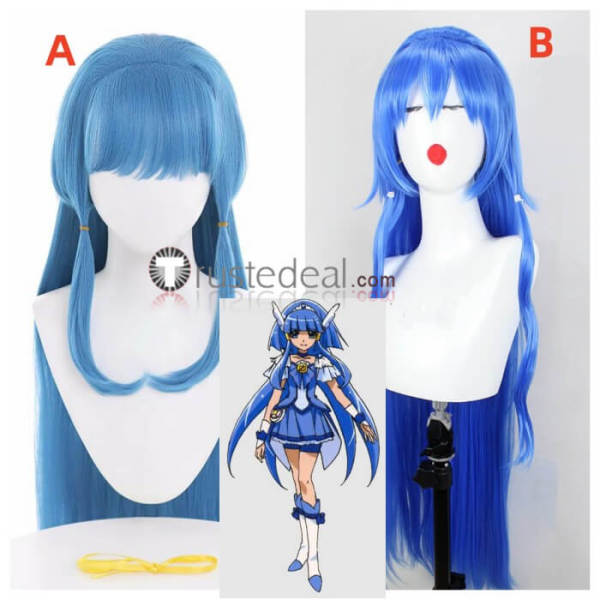 Smile Pretty Cure Cure Beauty Aoki Reika Long Blue Styled Cosplay Wigs