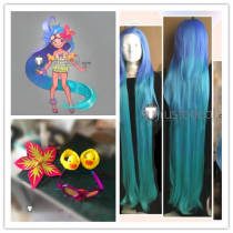 League of Legends LOL Pool Party Zoe Long Blue Gradient Cosplay Wig Props