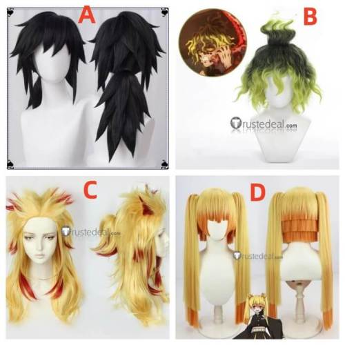 Demon Slayer Kimetsu no Yaiba Kyojuro Rengoku Gyutaro Susamaru Giyu Tomioka Zenitsu Genderbend Cosplay Wig