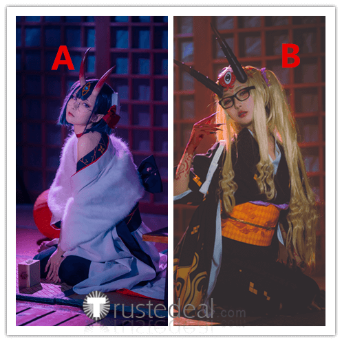 Fate Grand Order FGO Assassin Shuten Douji Ibaraki Douji Black Kimono Cosplay Costume