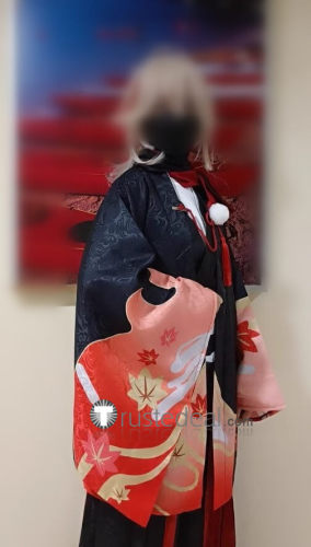 Genshin Impact The Five Kasen Kaedehara Kazuha Akahito Scarlet Man Kimono Cosplay Costume