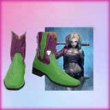 Batman Arkham Knight Clown Girl Harley Quinn Chritsmas Red Black Cosplay Shoes Boots