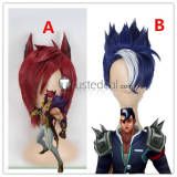 League of Legends LOL Sett The Boss Academy Darius Blue Silver White Red Styled Cosplay Wig