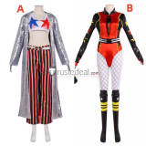 Movie Birds of Prey Harley Quinn DC Silver Coat Red Cosplay Costume