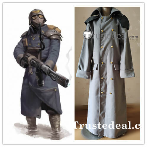 Warhammer 40k Death Korps of Krieg Grey Overcoat Cosplay Costume