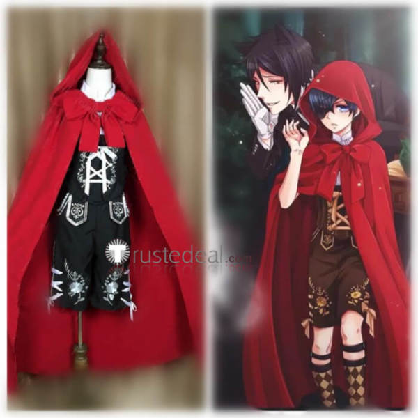 Kuroshitsuji Black Butler Ciel Red Riding Hood Embroidery Halloween Cosplay Costume
