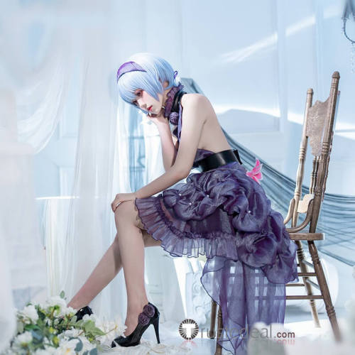 Neon Genesis Evangelion Rei Ayanami Whisper of Flower Purple Gown Dress Cosplay Costume 2