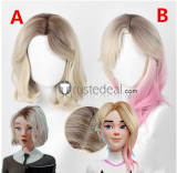 Spider-Man Across the Spider-Verse Into the Spider-Verse Gwen Stacy Pink Brown Cosplay Wig