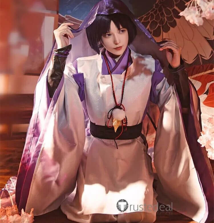 Balladeer Kostuum QYIFIRST Anime Kamisato Ayaka Outfits Fasching Cosplay Kostüm Weiß Anime Carnaval Outfit