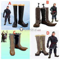 Frozen Kristoff Cosplay Black Brown Boots Shoes Halloween